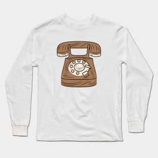 Line art of a Wooden telephone Long Sleeve T-Shirt